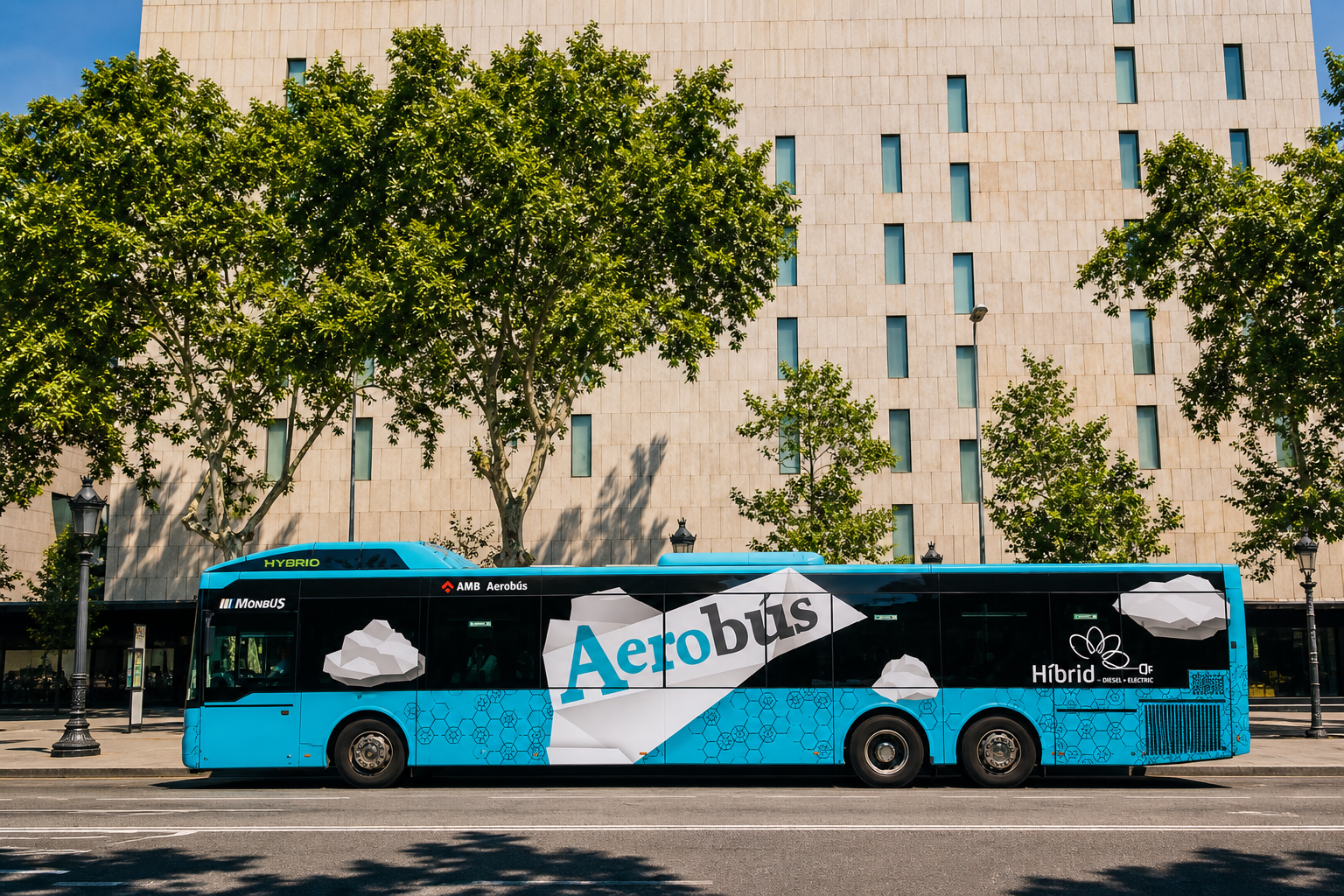 Aerobus service in Barcelona.