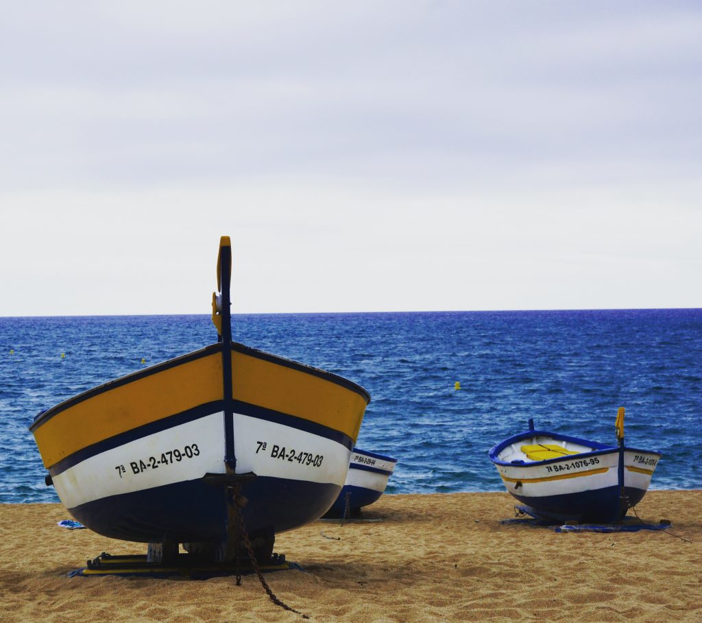 boats at calella sand