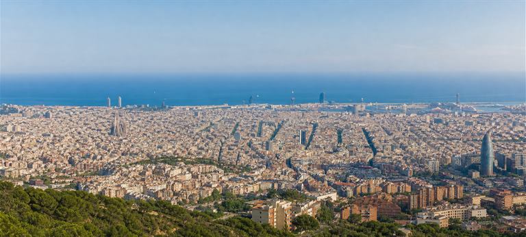 Barcelona architecture and city light