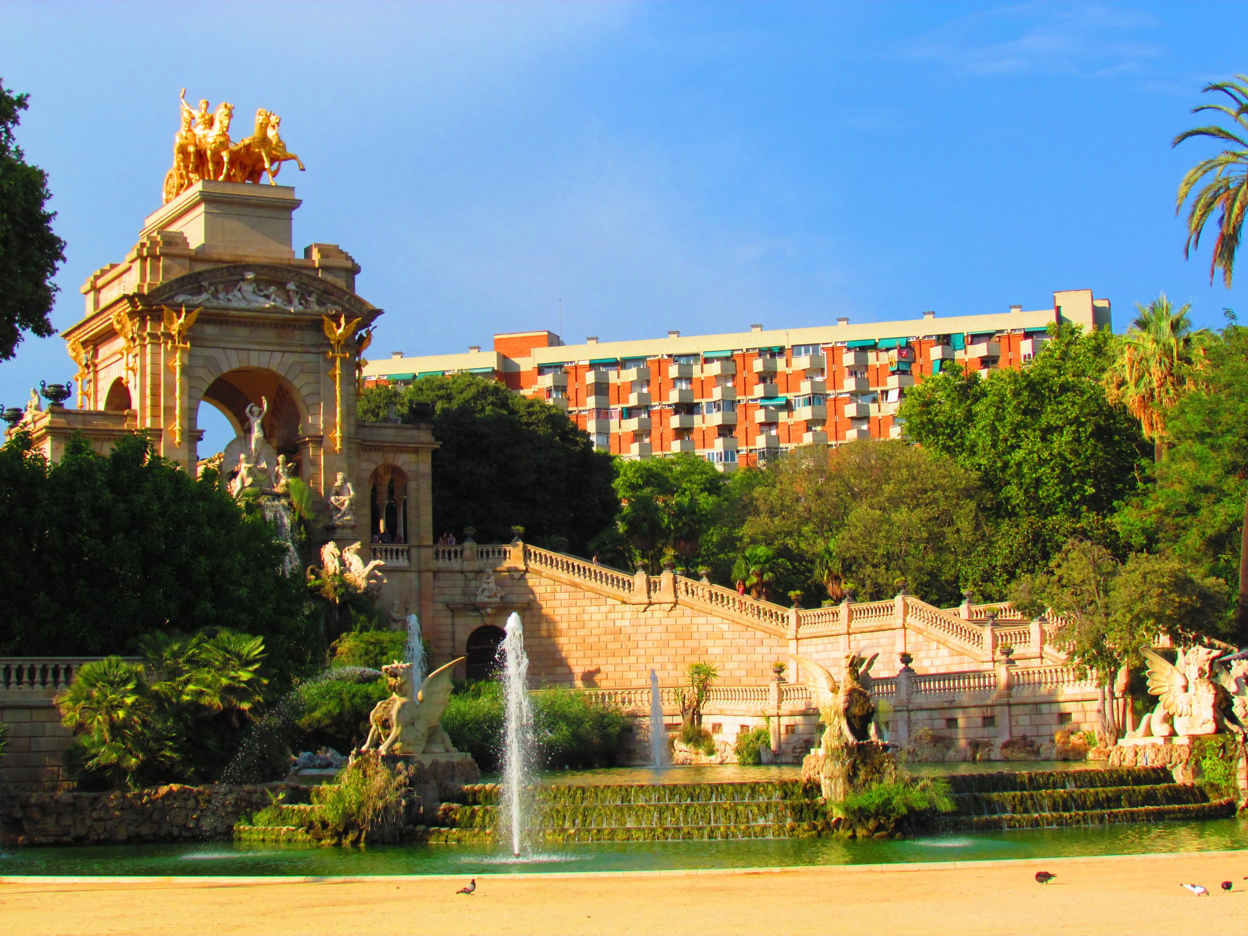 Cascada Monumental fountain and garden in Parc de la Ciutadella.