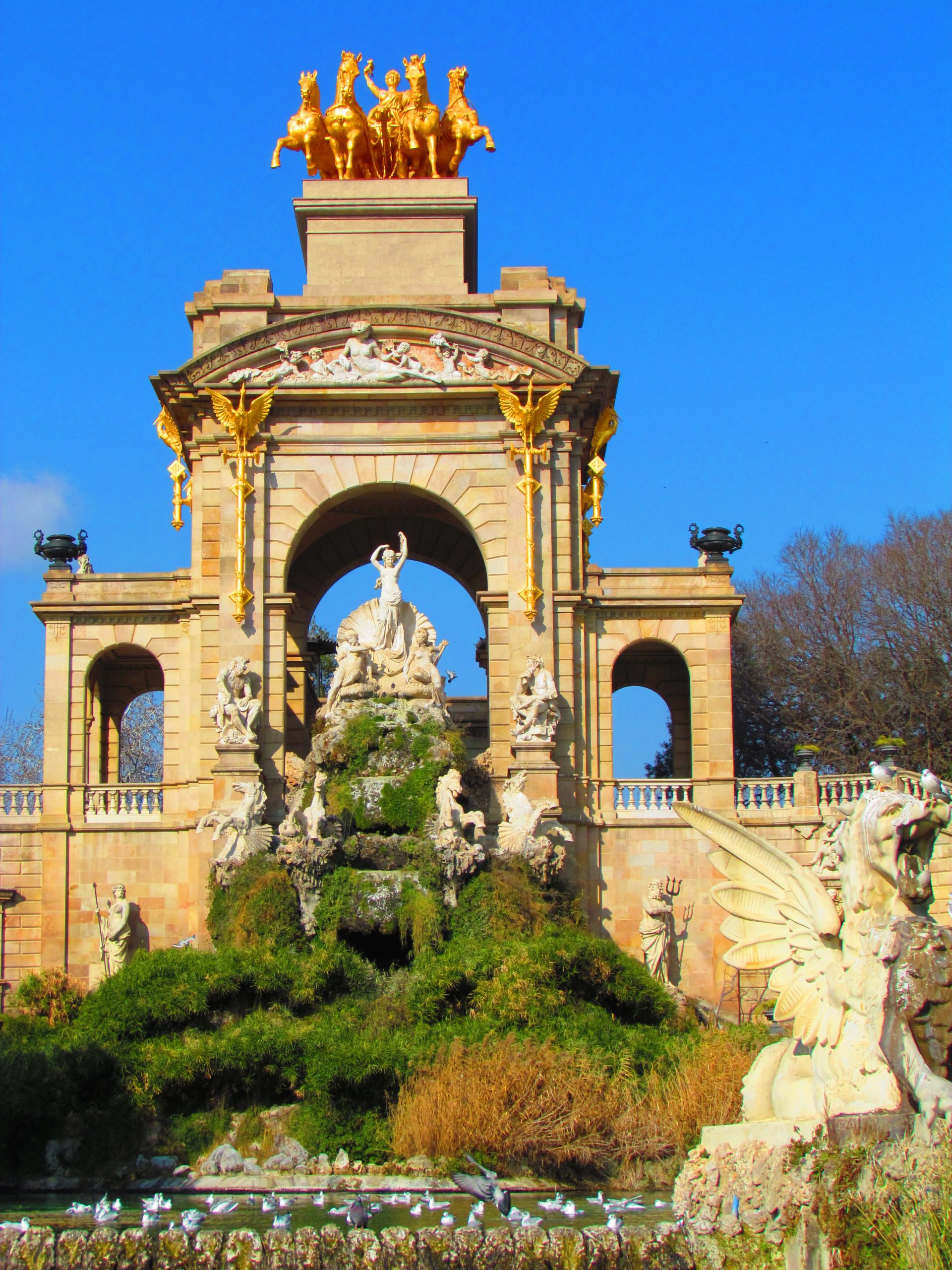 Close view of the Cascada Monumental in Parc de la Ciutadella.